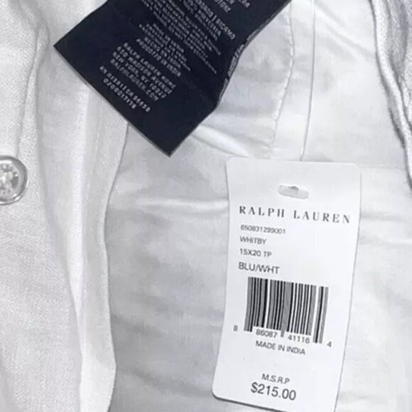 NWT - (set of 2) Ralph Lauren Blue and White Linen Whitby Throw Pillow 15" x 20" - Picture 5 of 5